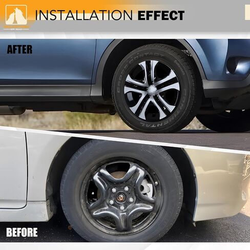 Wolfstorm 17 "Hubcaps لـ Toyota Rav4 2013-2018 عجلات فولاذية ، R17 Car Hubcaps Snap على مجموعة غطاء حافة العجلات 17 بوصة من 4 ، وايت آند أسود in Kuwait