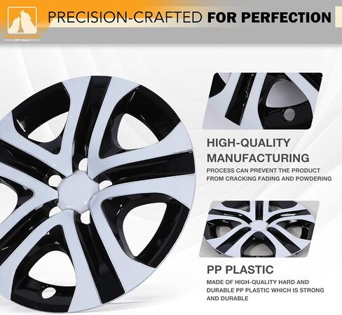 Wolfstorm 17 "Hubcaps لـ Toyota Rav4 2013-2018 عجلات فولاذية ، R17 Car Hubcaps Snap على مجموعة غطاء حافة العجلات 17 بوصة من 4 ، وايت آند أسود in Kuwait