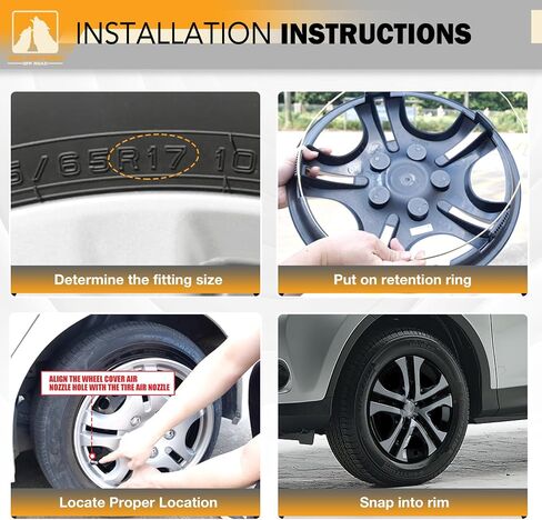 Wolfstorm 17 "Hubcaps لـ Toyota Rav4 2013-2018 عجلات فولاذية ، R17 Car Hubcaps Snap على مجموعة غطاء حافة العجلات 17 بوصة من 4 ، وايت آند أسود in Kuwait