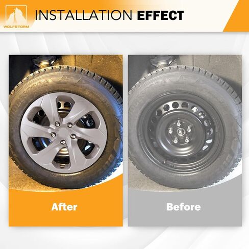 Wolfstorm 17 "Hubcaps لـ Toyota Rav4 2013-2018 عجلات فولاذية ، R17 Car Hubcaps Snap على مجموعة غطاء حافة العجلات 17 بوصة من 4 ، وايت آند أسود in Kuwait