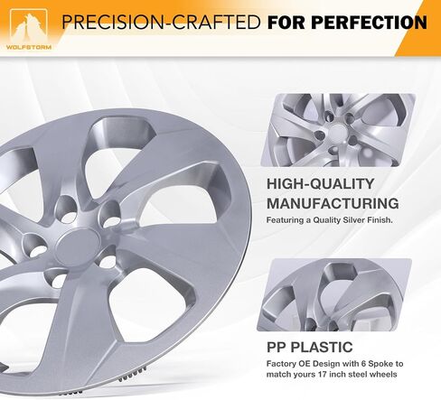 Wolfstorm 17 "Hubcaps لـ Toyota Rav4 2013-2018 عجلات فولاذية ، R17 Car Hubcaps Snap على مجموعة غطاء حافة العجلات 17 بوصة من 4 ، وايت آند أسود in Kuwait