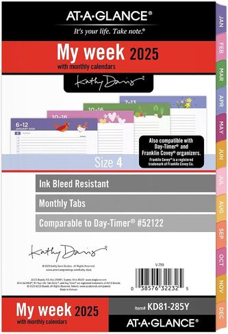 AT-A-GLANCE 2026 Planner Rechill ، أسبوعيًا وشهريًا ، 3.75 "× 6.75" ، الحجم 3 ، الحجم المحمول ، 53122 اليوم ، كاثي ديفيس (KD71-285Y-26) in Kuwait