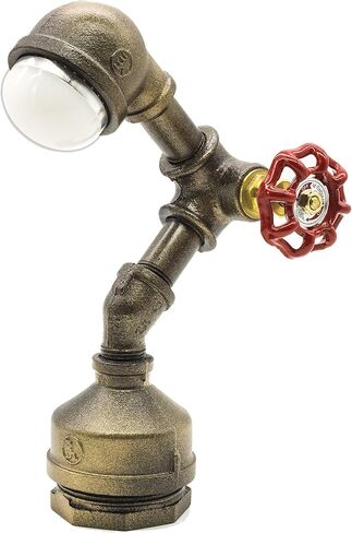 Industrial Steampunk LED Desk Lamp, Iron Piping Loft Style Vintage Antique Light, Retro Desk Lamp, Alfred Night Light LL-007-WW in Kuwait