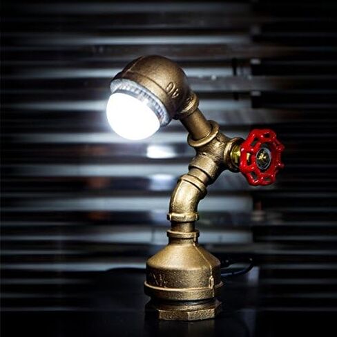 Industrial Steampunk LED Desk Lamp, Iron Piping Loft Style Vintage Antique Light, Retro Desk Lamp, Alfred Night Light LL-007-WW in Kuwait