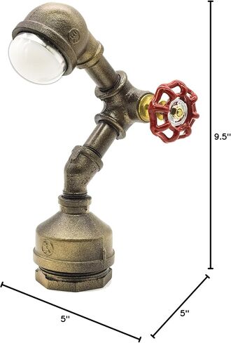 Industrial Steampunk LED Desk Lamp, Iron Piping Loft Style Vintage Antique Light, Retro Desk Lamp, Alfred Night Light LL-007-WW in Kuwait