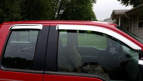 Original Side Window Wind Deflector, 4pc Out-Channel Tape-On Rain Guards Set,Window Visor fit for 2007-2013 Chevy Silverado/GMC Sierra 1500,2007-2014 2500HD/3500HD with Extended Cab 94040 in Kuwait