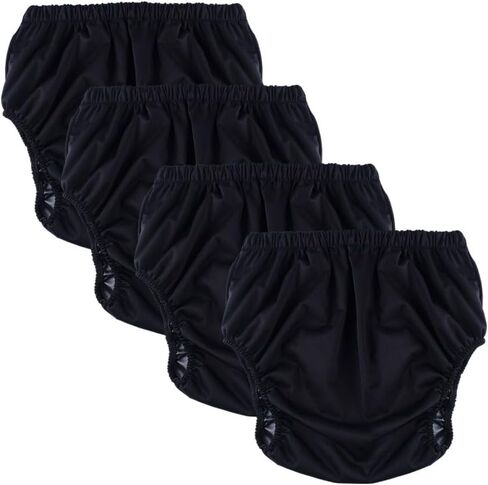 Adult Cloth Diaper Leak-Protection, Soft TPU Diapers Cover Pull-On Pant Washable and Reusable with Low Water Permeability Unisex(Black,L) in Kuwait