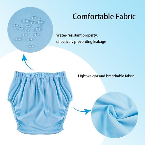 Adult Cloth Diaper Leak-Protection, Soft TPU Diapers Cover Pull-On Pant Washable and Reusable with Low Water Permeability Unisex(Black,L) in Kuwait