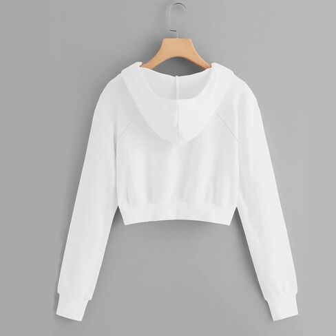 Women's Cropped Zip Up Hoodies Sweatshirts Clothes Teen Girl Fall Casual Jackets With Pockets Overcoat in Kuwait