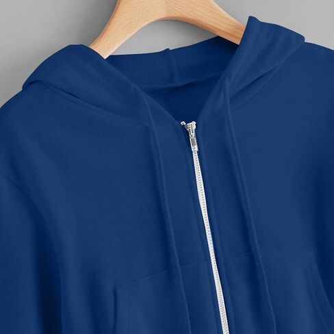 Women's Cropped Zip Up Hoodies Sweatshirts Clothes Teen Girl Fall Casual Jackets With Pockets Overcoat in Kuwait
