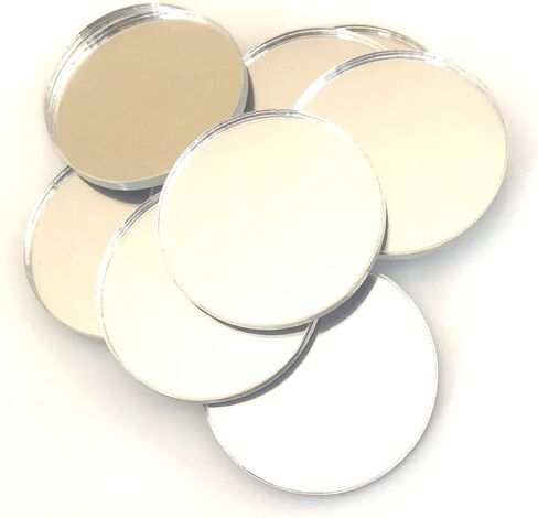 Circle Shaped Crafting Mirrors, Set of 10, Many Colours, Shatterproof Acrylic, Silver Mirror, Pack of 10 x 8cm in Saudi Arabia