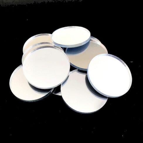 Circle Shaped Crafting Mirrors, Set of 10, Many Colours, Shatterproof Acrylic, Silver Mirror, Pack of 10 x 8cm in Saudi Arabia