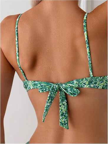 SweatyRocks Women's Bathing Suits Floral Print Tie Knot Front Bikini Set High Cut Swimsuits in Saudi Arabia