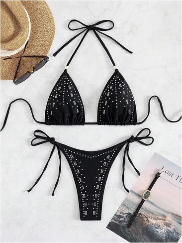 WDIRARA Women's 2 Piece Bikini Set Halter Triangle String Swimsuit Bathing Suit in Saudi Arabia