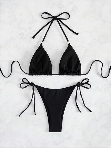 WDIRARA Women's 2 Piece Bikini Set Halter Triangle String Swimsuit Bathing Suit in Saudi Arabia