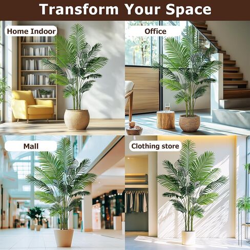 6.6ft مصطنعة أريكا النخيل النخيل النابض بالعيش ، فو ، نبات أريكا ، نبات ، مصنع طويل من الحرير مصطنع كبير للمنزل الداخلي ديكور ركن غرفة المعيشة （لا زارع） in Kuwait