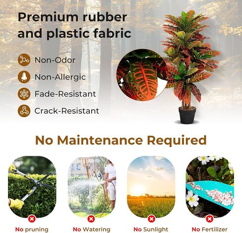 Goplus Artificial Croton Palm Tree, 40’’ Tall Lush Faux Tree in Pot for Home Decor Indoor with Colorful Variegated Leaves, Potted Fake Tree Artificial Plants for Office, Living Room, Porch in Saudi Arabia