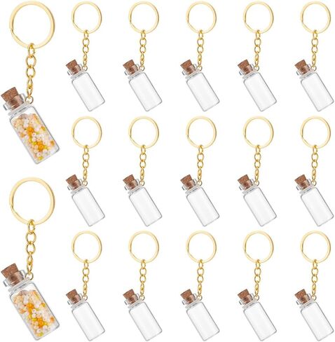 UniCraftale 15pcs زجاجات زجاجية صغيرة 3 مل من قوارير زجاجية مع أغطية المفرقات واضحة الجرار مع سلسلة مفاتيح معدنية الجرار الصغيرة مع زجاجات جرعة الأغطية ل Diy حفلات الزفاف تزيين المنزل in Saudi Arabia