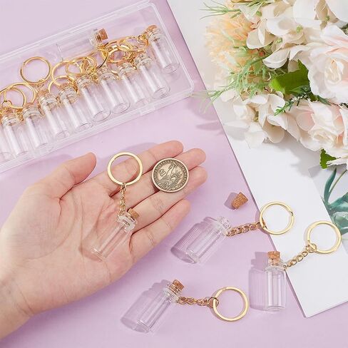 UniCraftale 15pcs زجاجات زجاجية صغيرة 3 مل من قوارير زجاجية مع أغطية المفرقات واضحة الجرار مع سلسلة مفاتيح معدنية الجرار الصغيرة مع زجاجات جرعة الأغطية ل Diy حفلات الزفاف تزيين المنزل in Saudi Arabia