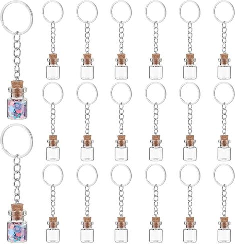 UNICRAFTALE 15Pcs Mini Glass Bottles 3ml Glass Vials with Corks Lids Clear Spell Jars with Metal Keychain Tiny Jars with Lids Message Potion Bottles for DIY Wedding Favors Party Home Decoration in Saudi Arabia