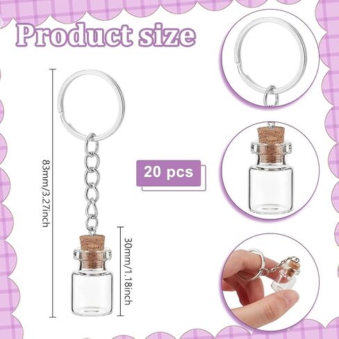 UNICRAFTALE 15Pcs Mini Glass Bottles 3ml Glass Vials with Corks Lids Clear Spell Jars with Metal Keychain Tiny Jars with Lids Message Potion Bottles for DIY Wedding Favors Party Home Decoration in Saudi Arabia