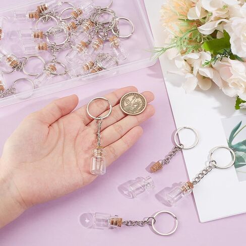 UNICRAFTALE 15Pcs Mini Glass Bottles 3ml Glass Vials with Corks Lids Clear Spell Jars with Metal Keychain Tiny Jars with Lids Message Potion Bottles for DIY Wedding Favors Party Home Decoration in Saudi Arabia