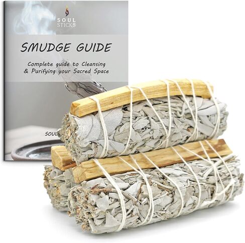 Sage & Palo Santo Smudge Sticks - 4 Inch Organic White Sage Wands (3 Pack) - Sustainably Sourced - Bulk for Home Cleansing, Meditation & Rituals in Saudi Arabia