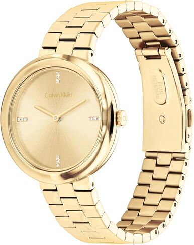 Calvin Klein Women's Twisted Bezel - 34mm 2h 2h Quartz Slim Watch - سوار من الفولاذ المقاوم للصدأ - ساعة أنيقة حديثة - أزياء متميزة - هدية لها in Saudi Arabia