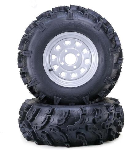 WANAND ATV Tyre Wheel Assembly 25x10-12 Super Mud مع 4-110 PCD 5+2 Silver Wheel-17035 ، Set 2 in Saudi Arabia