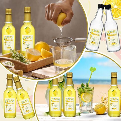 12 مجموعات 8 أوقية من زجاجات Limoncello زجاجات فارغة واضحة الخمور مع ملصقات الليمون ، والأغطية ، وكبسولات تقلص ، وسحر هدايا Limoncello Brewing Brewing (الذهب) محلية الصنع (الذهب) in Saudi Arabia
