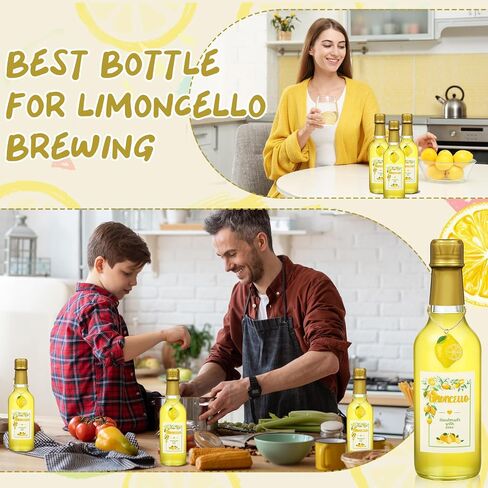 12 مجموعات 8 أوقية من زجاجات Limoncello زجاجات فارغة واضحة الخمور مع ملصقات الليمون ، والأغطية ، وكبسولات تقلص ، وسحر هدايا Limoncello Brewing Brewing (الذهب) محلية الصنع (الذهب) in Saudi Arabia