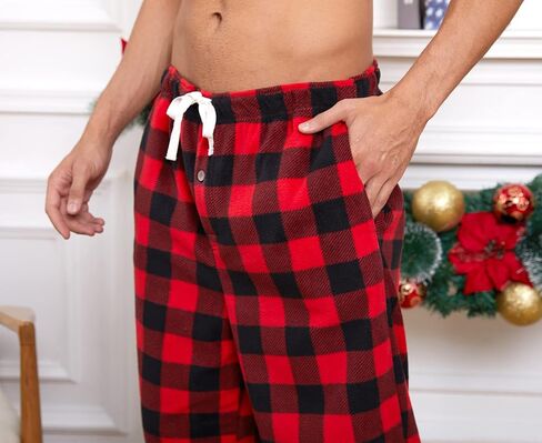 U2SKIIN 3 Pack Mens Fleece Pajama Pants ، قيعان صالة PJ دافئة للرجال مع جيوب ناعمة in Saudi Arabia