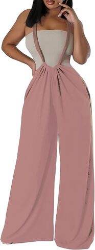 بذلة نسائية كاجوال بدون أكمام من ECHOINE، بنطال واسع الساق وحزام قابل للتعديل مع جيوب in Kuwait