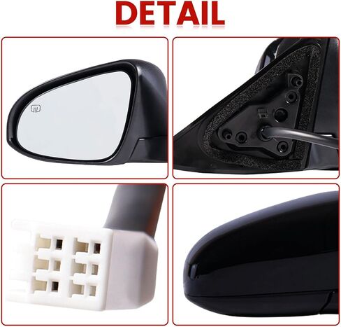 Passenger Side Mirror Compatible with 2012 2013 2014 Toyota Camry 5Pins with Power Glass Heated Manual Folding Black Right Side View Mirrors Replace TO1321276 in Saudi Arabia