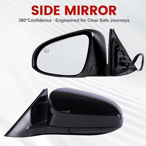 Passenger Side Mirror Compatible with 2012 2013 2014 Toyota Camry 5Pins with Power Glass Heated Manual Folding Black Right Side View Mirrors Replace TO1321276 in Saudi Arabia