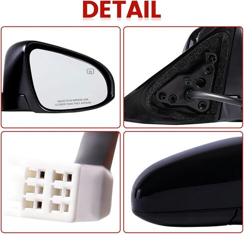 Passenger Side Mirror Compatible with 2012 2013 2014 Toyota Camry 5Pins with Power Glass Heated Manual Folding Black Right Side View Mirrors Replace TO1321276 in Saudi Arabia