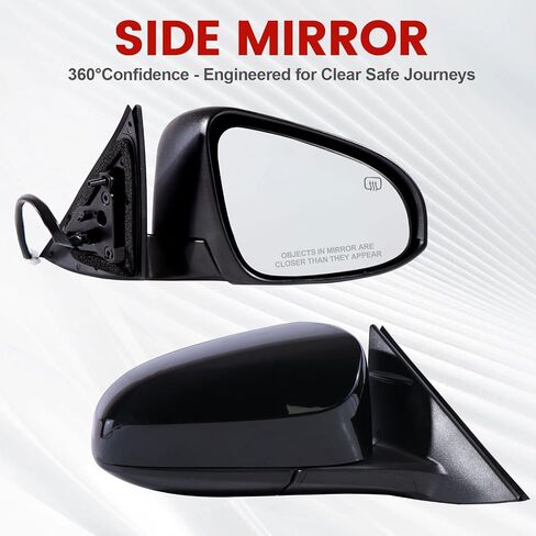 Passenger Side Mirror Compatible with 2012 2013 2014 Toyota Camry 5Pins with Power Glass Heated Manual Folding Black Right Side View Mirrors Replace TO1321276 in Saudi Arabia