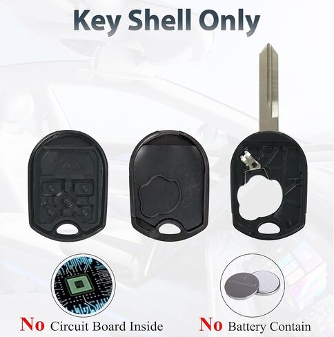 استبدال Cey Fob Shell Case لـ Ford F150 F250 F350 F450 F550 F650 F750 Flex Explorer Explorer Lincoln Navigator MKX 2011-2020 الإدخال غير المفتاح بعد بدء التشغيل 4 in Saudi Arabia
