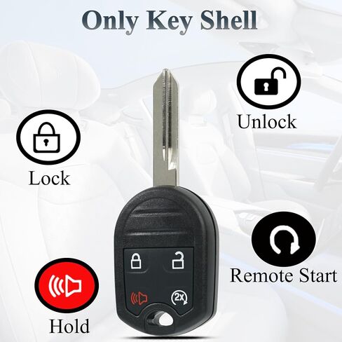 استبدال Cey Fob Shell Case لـ Ford F150 F250 F350 F450 F550 F650 F750 Flex Explorer Explorer Lincoln Navigator MKX 2011-2020 الإدخال غير المفتاح بعد بدء التشغيل 4 in Saudi Arabia