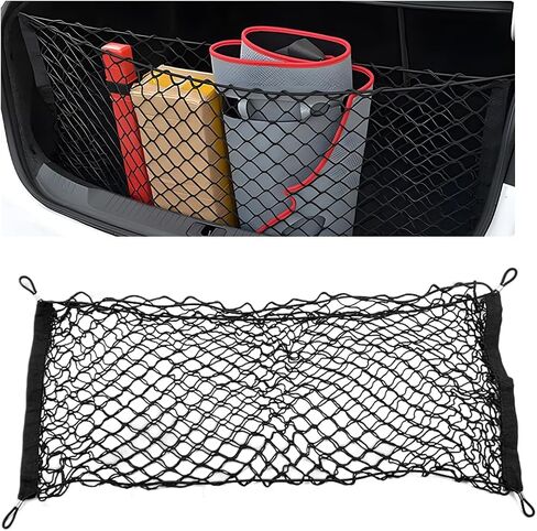 Stretchable Cargo Net, Adjustable Elastic Storage Mesh Nets, Envelope Style Cargo Netting with Mounting Screws and Hooks, Trunk Rear Cargo Organizer Net for Car Truck SUV (35.4×15.7 Inch) in Saudi Arabia