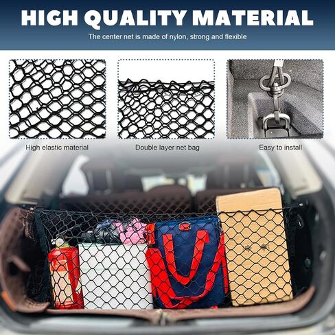 Stretchable Cargo Net, Adjustable Elastic Storage Mesh Nets, Envelope Style Cargo Netting with Mounting Screws and Hooks, Trunk Rear Cargo Organizer Net for Car Truck SUV (35.4×15.7 Inch) in Saudi Arabia