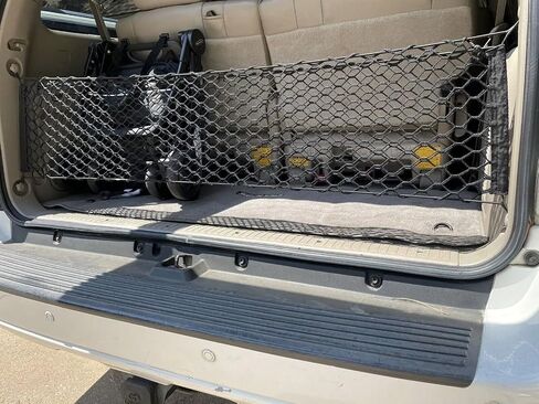 Rear Trunk Organizer Cargo Net for Toyota Sequoia 2001-2007 – Envelope Style Cargo Net for SUV – Black Color – Premium Mesh Elastic Car Trunk Organizer Vehicle Carrier Storage in Saudi Arabia