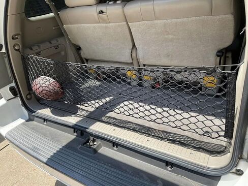 Rear Trunk Organizer Cargo Net for Toyota Sequoia 2001-2007 – Envelope Style Cargo Net for SUV – Black Color – Premium Mesh Elastic Car Trunk Organizer Vehicle Carrier Storage in Saudi Arabia
