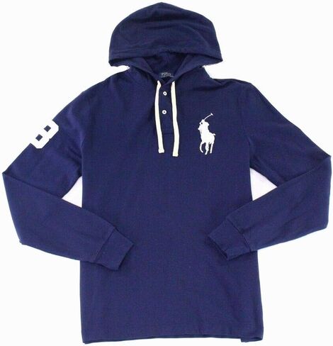 Ralph Lauren Polo Men Cotton Mesh Big Pony Long Sleeve Hoodie (Newport Navy ، Large) in Kuwait