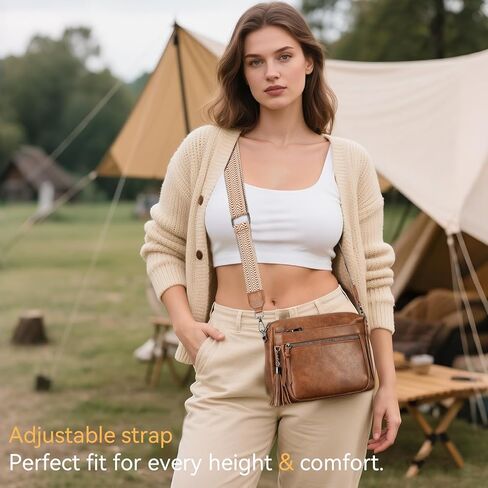 أكياس Meitrue Crossbody للنساء ، محفظة Crossbody Leather Leather Leather Leady Multi Counter Counter Bass مع شرابة in Kuwait