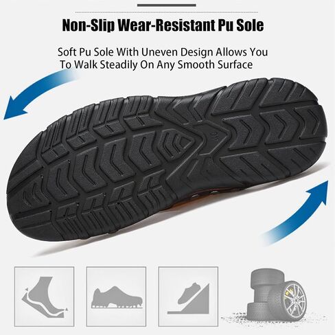 Men'S Leather Rivet Flat Slide Sandals Fashion Round Open Toe Slip-On Soft Sole Beach Sandals Summer Casual Vacation Party Male Sandals in Kuwait