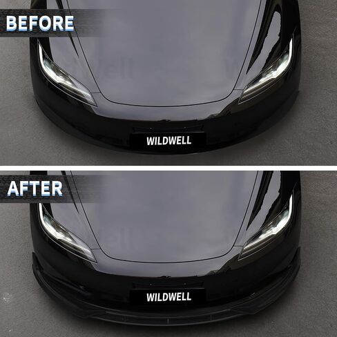 WildWell Front Bumper Lip for 2024-2025 Tesla Model 3 Highland, Front Lip Spiltter Performance Style Lower Chin Body Kit Matte Black in Kuwait