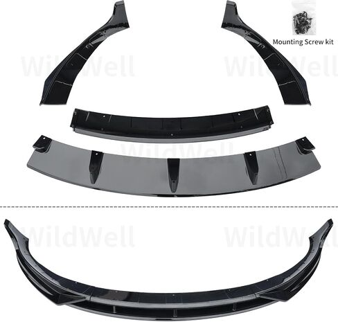 WildWell Front Bumper Lip for 2024-2025 Tesla Model 3 Highland, Front Lip Spiltter Performance Style Lower Chin Body Kit Matte Black in Kuwait