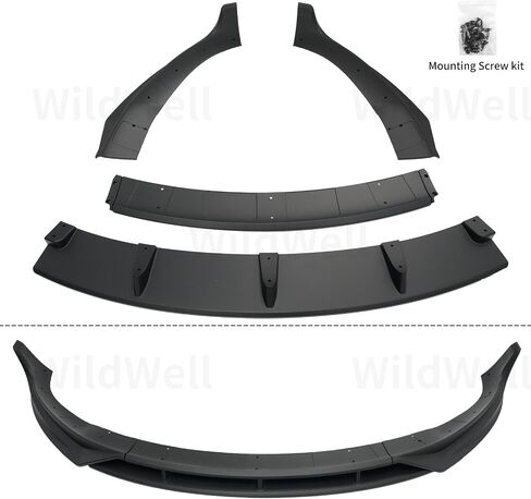 WildWell Front Bumper Lip for 2024-2025 Tesla Model 3 Highland, Front Lip Spiltter Performance Style Lower Chin Body Kit Matte Black in Kuwait