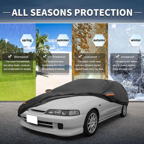 X AUTOHAUX Car Cover Outdoor Waterproof Sun Rain Snow Hail Protection with Left Side Door Zipper 210D-PU for Acura Integra in Saudi Arabia